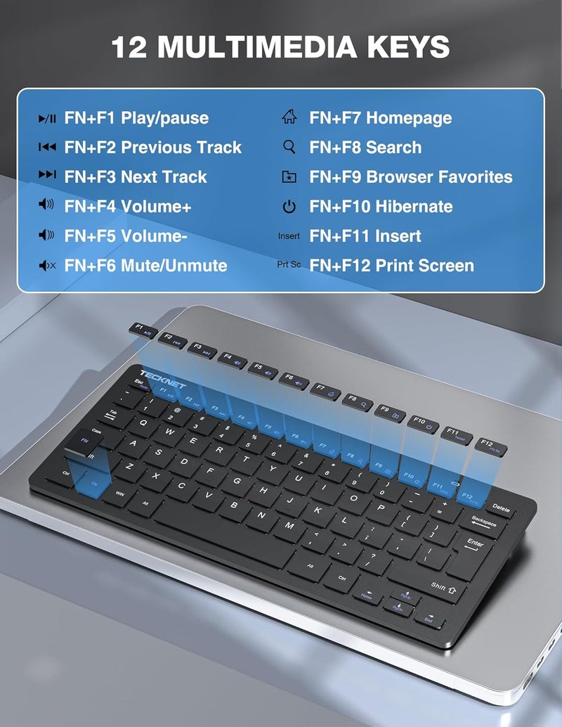 TECKNET Wireless Keyboard and Mouse Combo, Mini Cordless Computer Keyboard and Mouse Set 2.4GHz, Silent Adjustable 1600 DPI, Quiet Click, Lag-Free for Computer, Laptop, PC, Windows, Mac, Chrome OS - Image 5